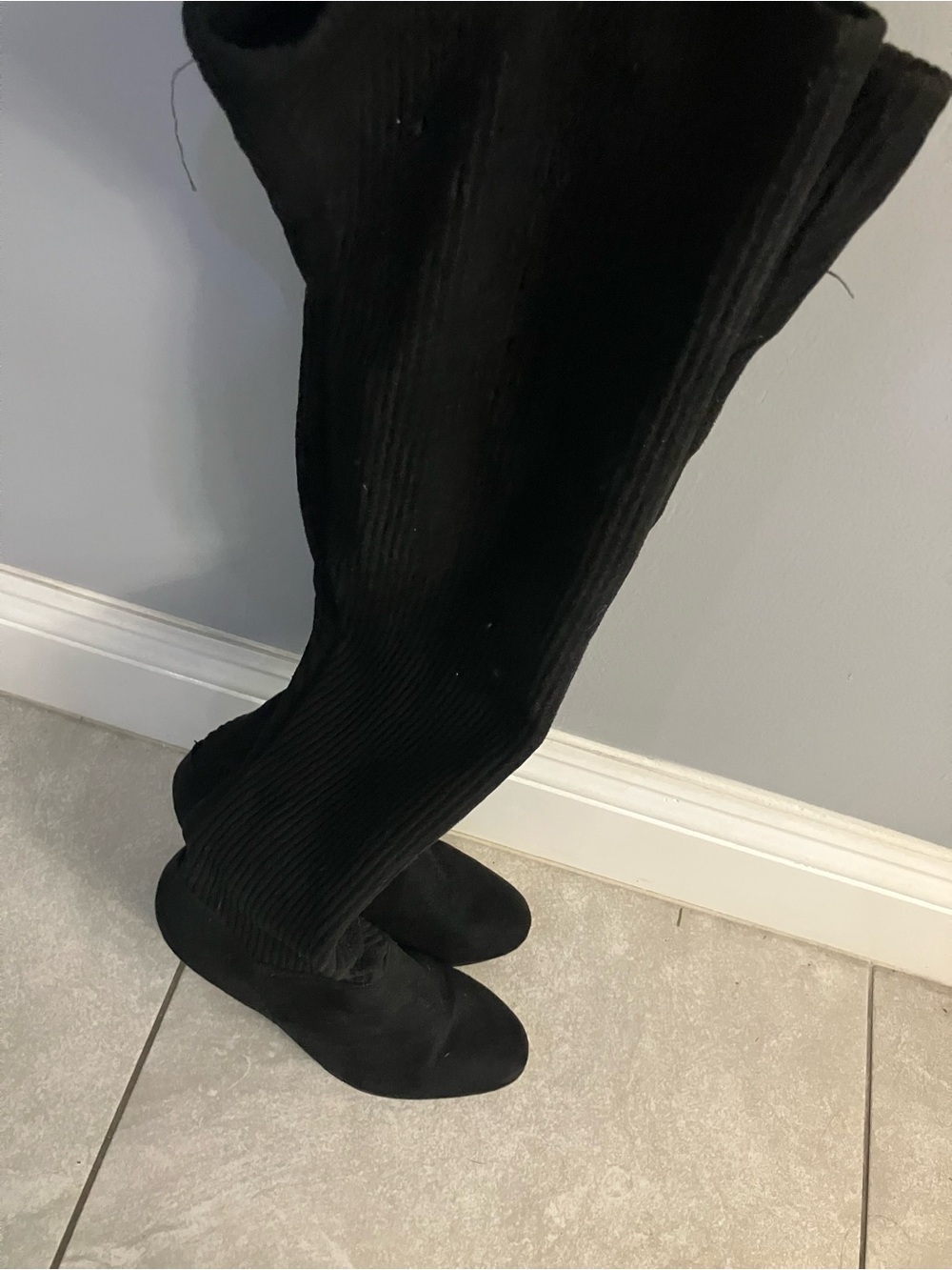 Over-the-Knee Black Stretch Sock Boots